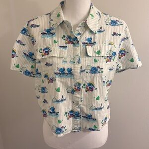 Her Universe Disney Lilo & Stitch Box Lunch Crop Women's Woven Button-Up Small